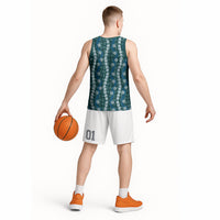 Pikake Maile Tiare Lei Basketball Jersey Polu Lauhala Pattern