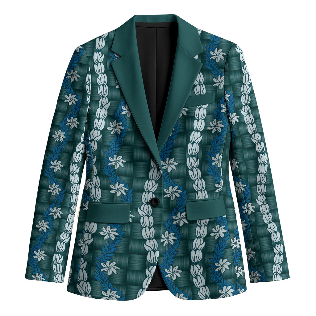 Pikake Maile Tiare Lei Blazer Polu Lauhala Pattern LT01 Unisex Blue - Polynesian Pride