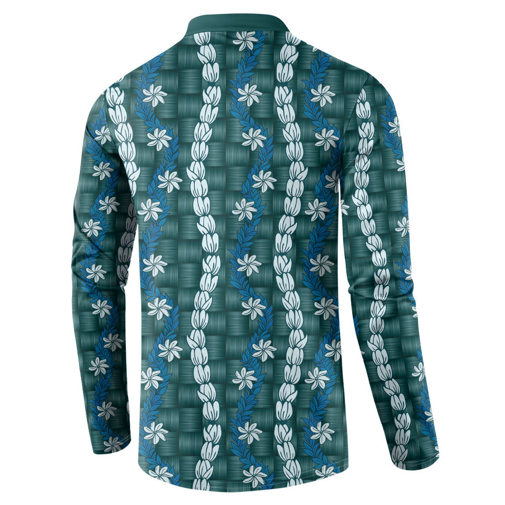 Pikake Maile Tiare Lei Button Sweatshirt Polu Lauhala Pattern