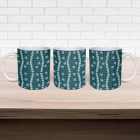 Pikake Maile Tiare Lei Ceramic Mug Polu Lauhala Pattern