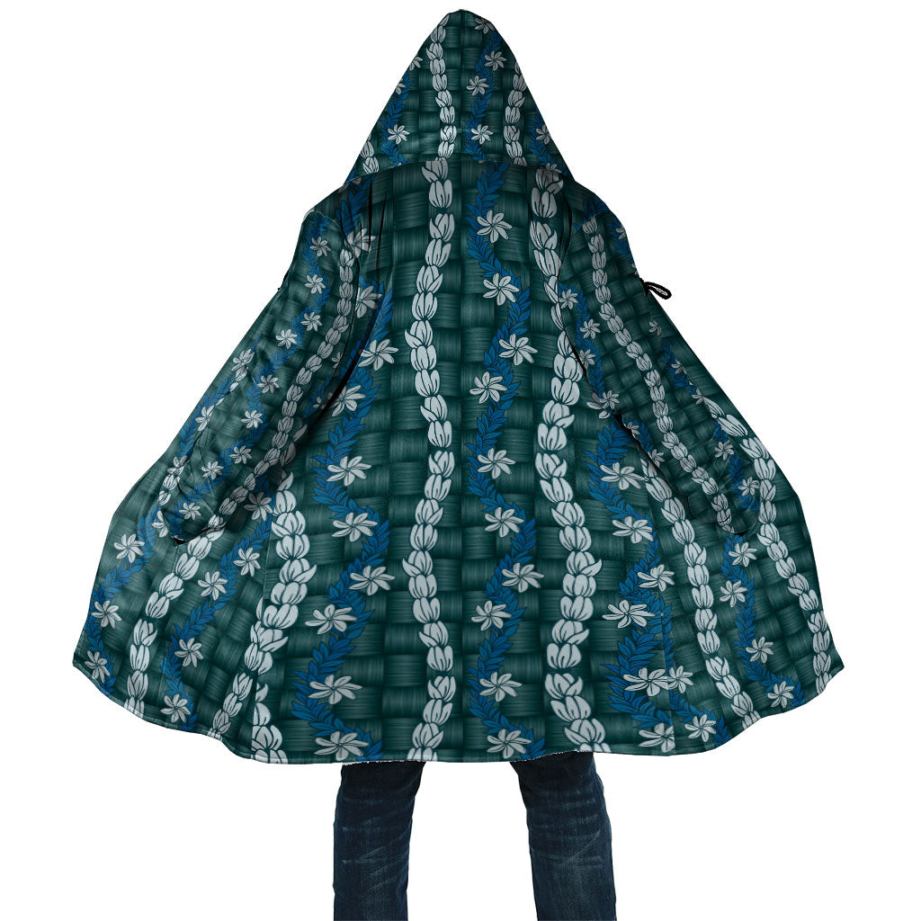 Pikake Maile Tiare Lei Cloak Polu Lauhala Pattern LT01 Unisex Blue - Polynesian Pride