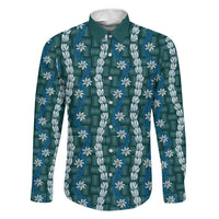 Pikake Maile Tiare Lei Family Matching Off Shoulder Short Dress and Hawaiian Shirt Polu Lauhala Pattern