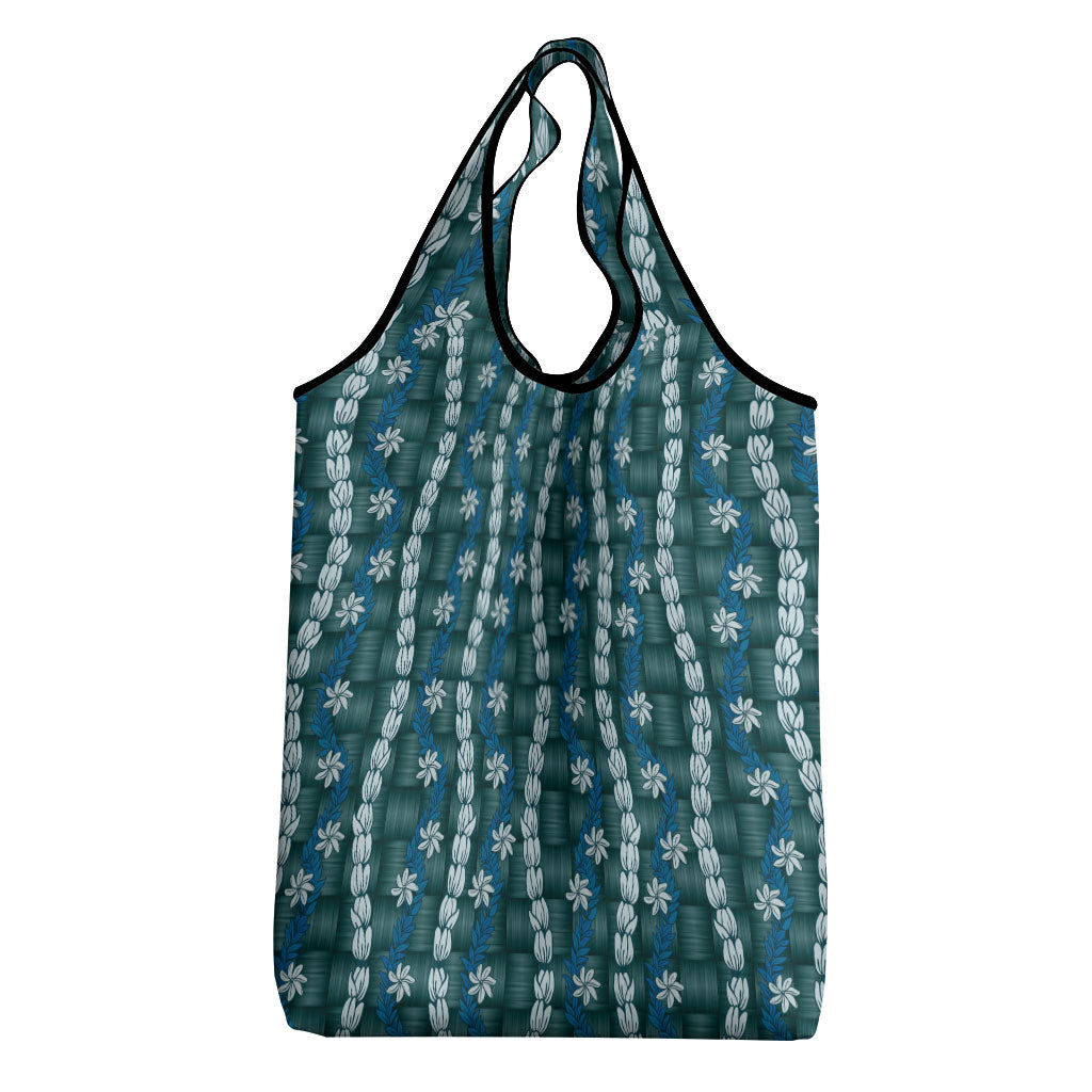 Pikake Maile Tiare Lei Grocery Bag Polu Lauhala Pattern