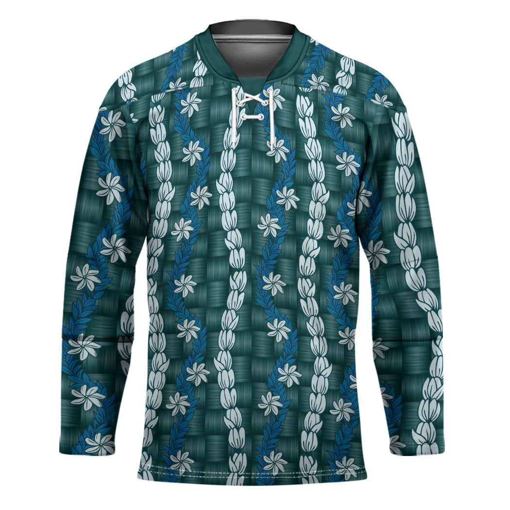 Pikake Maile Tiare Lei Hockey Jersey Polu Lauhala Pattern