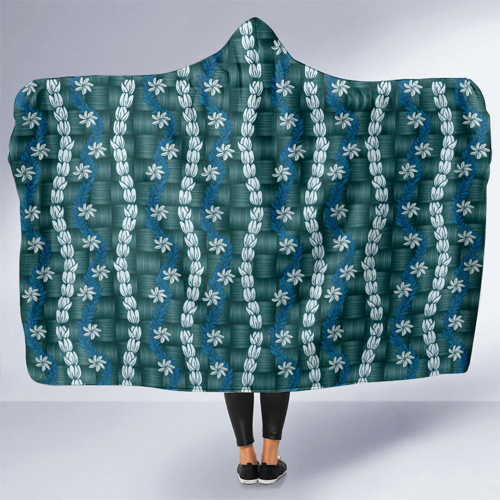 Pikake Maile Tiare Lei Hooded Blanket Polu Lauhala Pattern