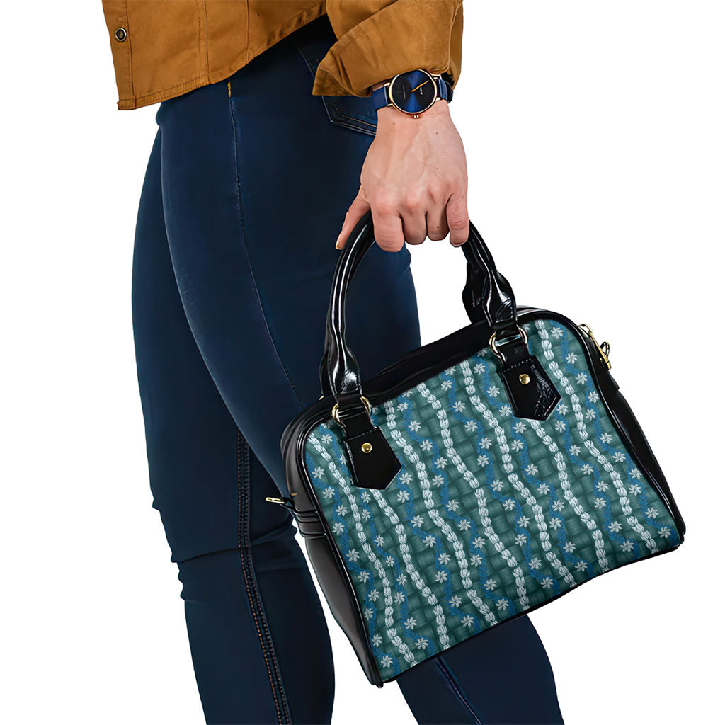 Pikake Maile Tiare Lei Shoulder Handbag Polu Lauhala Pattern