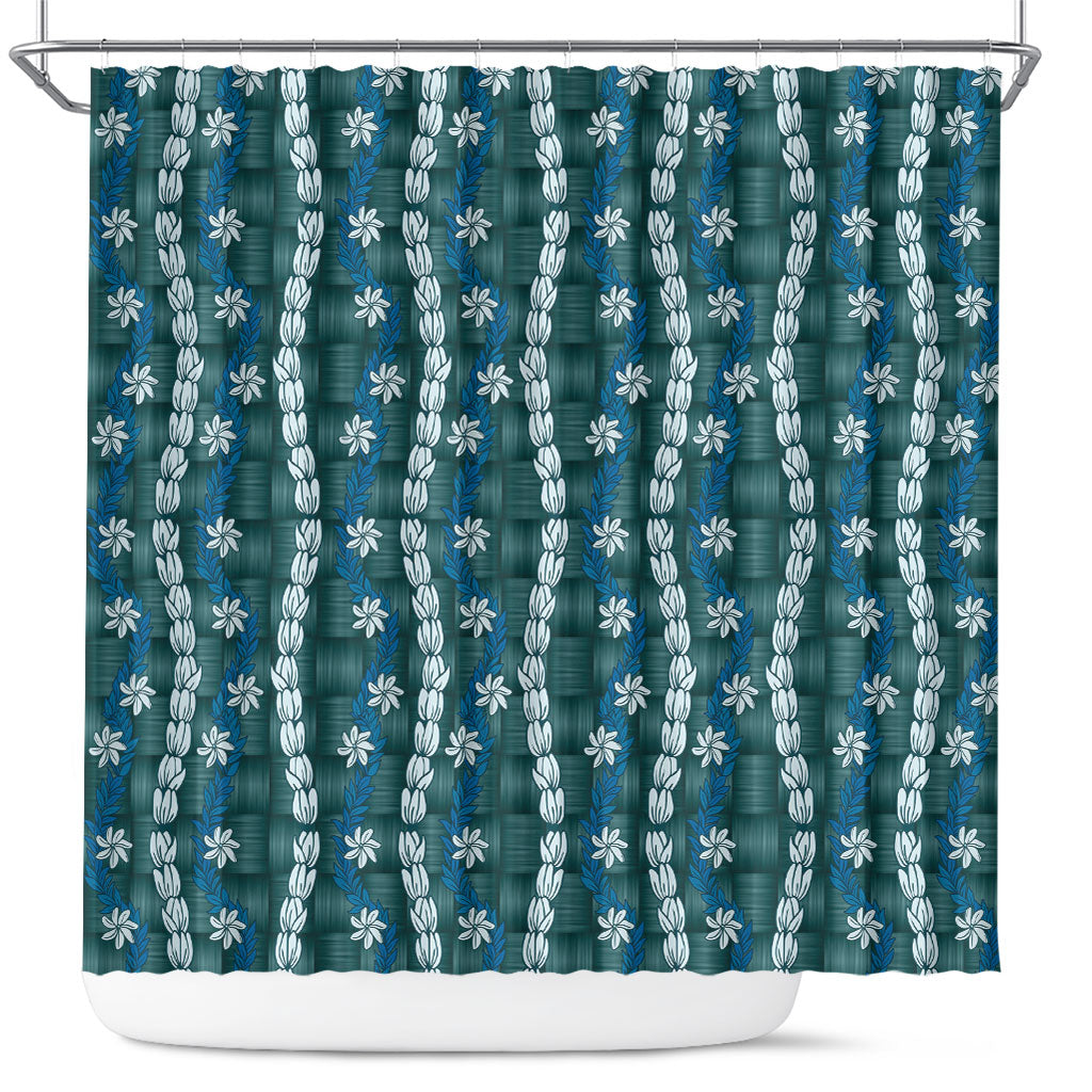 Pikake Maile Tiare Lei Shower Curtain Polu Lauhala Pattern