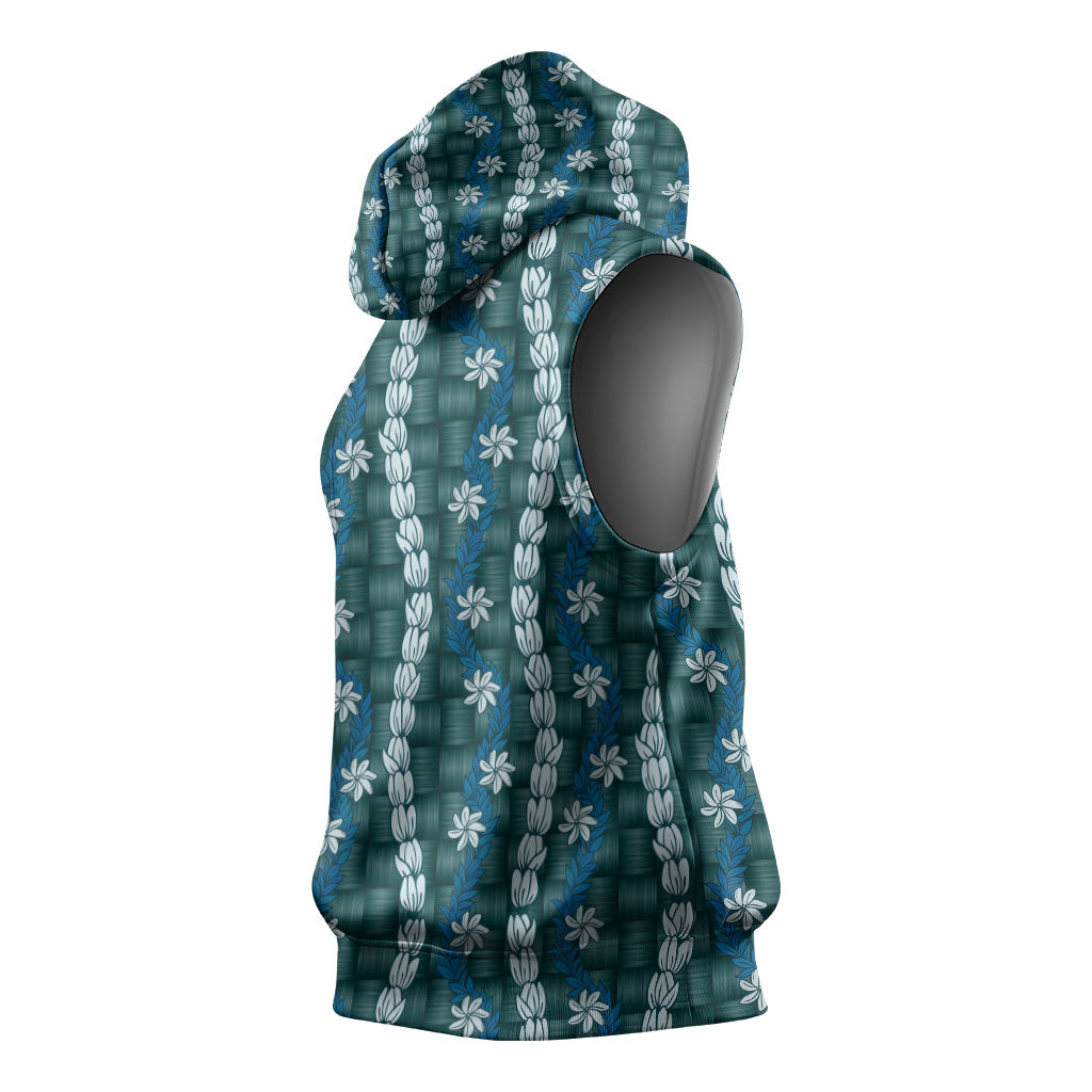 Pikake Maile Tiare Lei Sleeveless Hoodie Polu Lauhala Pattern LT01 - Polynesian Pride