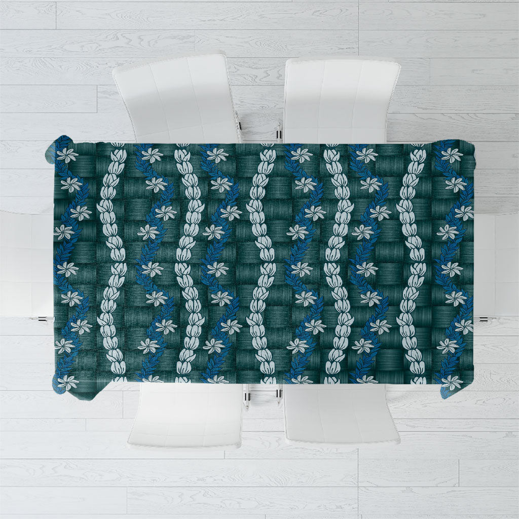 Pikake Maile Tiare Lei Tablecloth Polu Lauhala Pattern LT01 Blue - Polynesian Pride