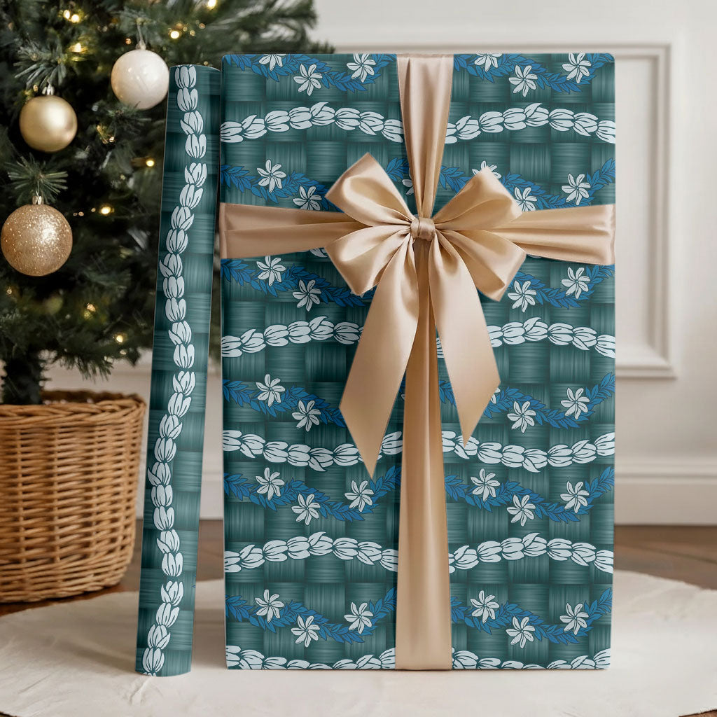 Pikake Maile Tiare Lei Wrapping Paper Polu Lauhala Pattern