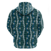 Pikake Maile Tiare Lei Zip Hoodie Polu Lauhala Pattern