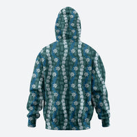 Pikake Maile Tiare Lei Zip Hoodie Polu Lauhala Pattern