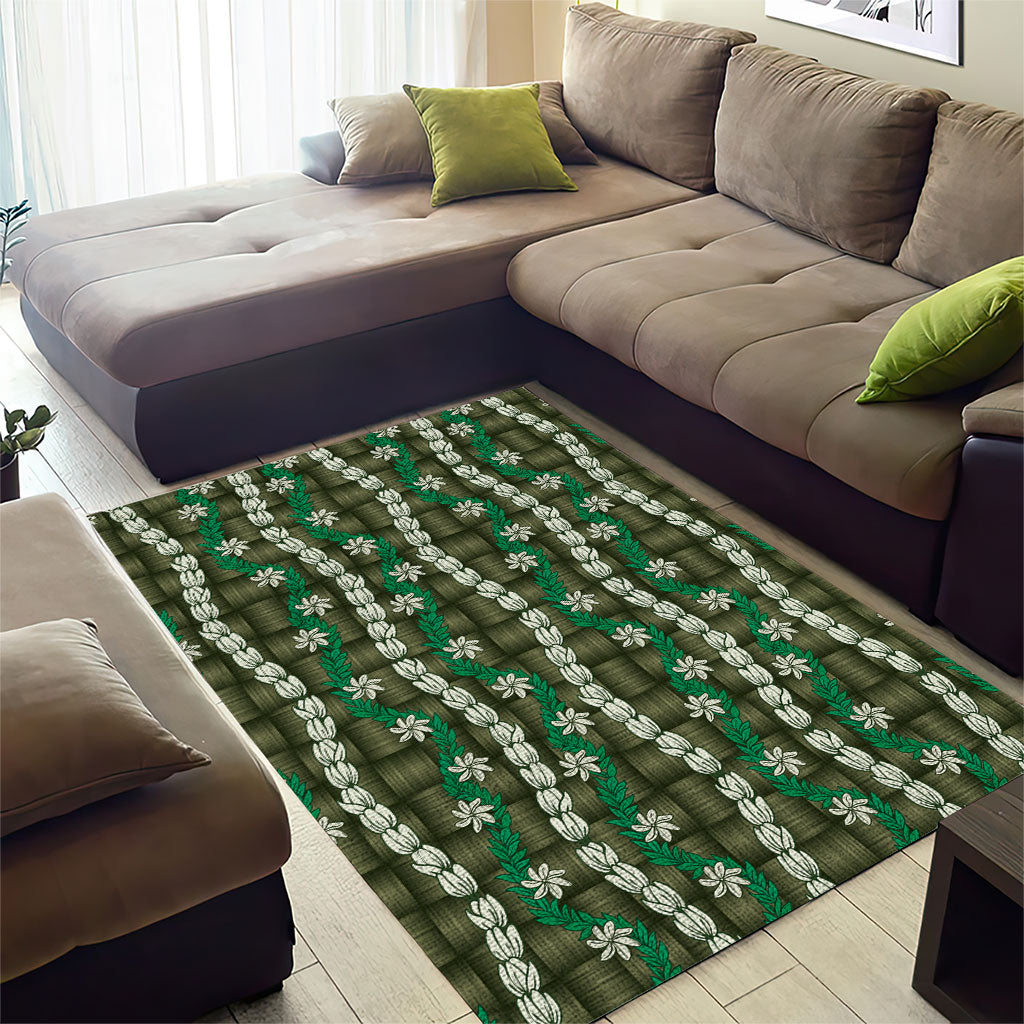 Pikake Maile Tiare Lei Area Rug Omaomao Lauhala Pattern