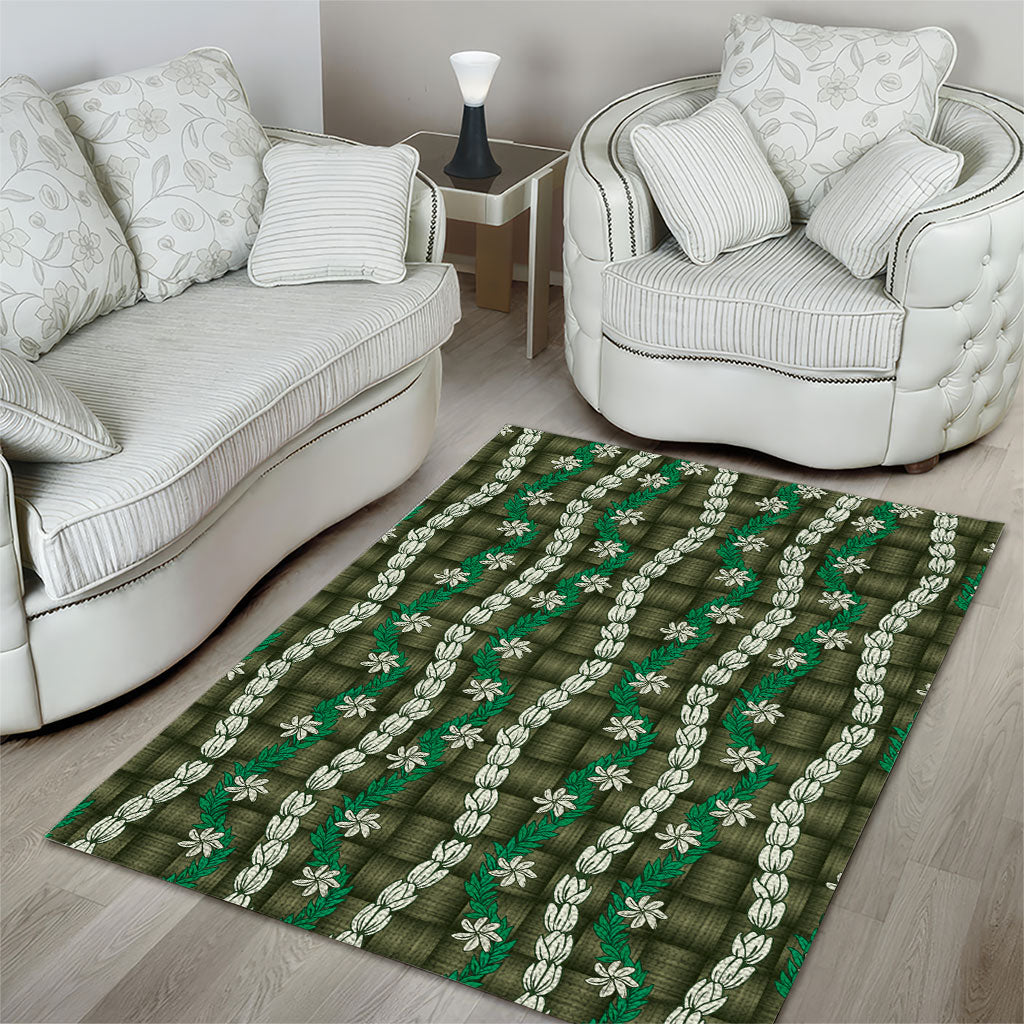 Pikake Maile Tiare Lei Area Rug Omaomao Lauhala Pattern