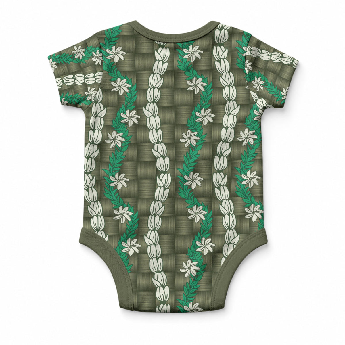 Pikake Maile Tiare Lei Baby Onesie Omaomao Lauhala Pattern LT01 - Polynesian Pride