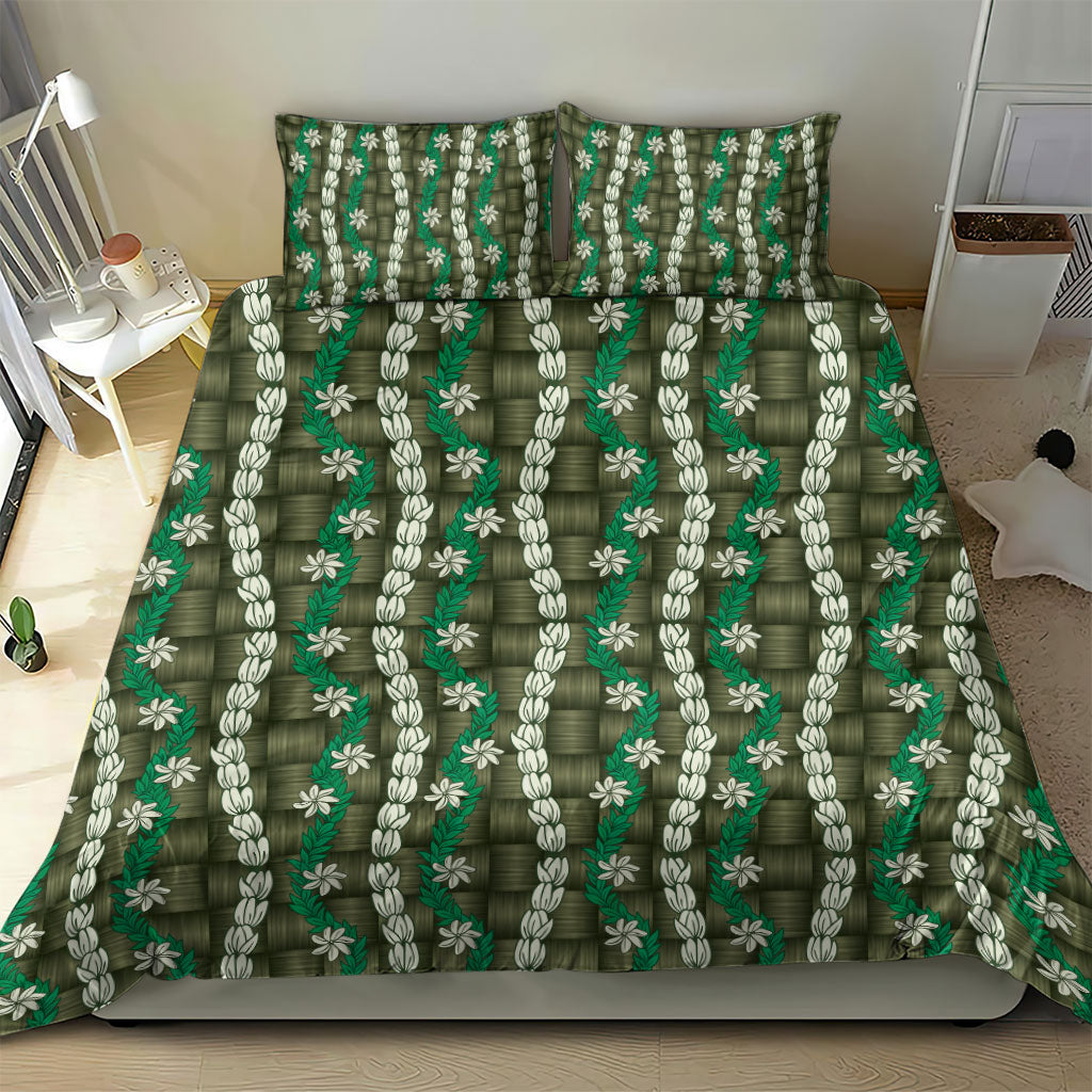 Pikake Maile Tiare Lei Bedding Set Omaomao Lauhala Pattern