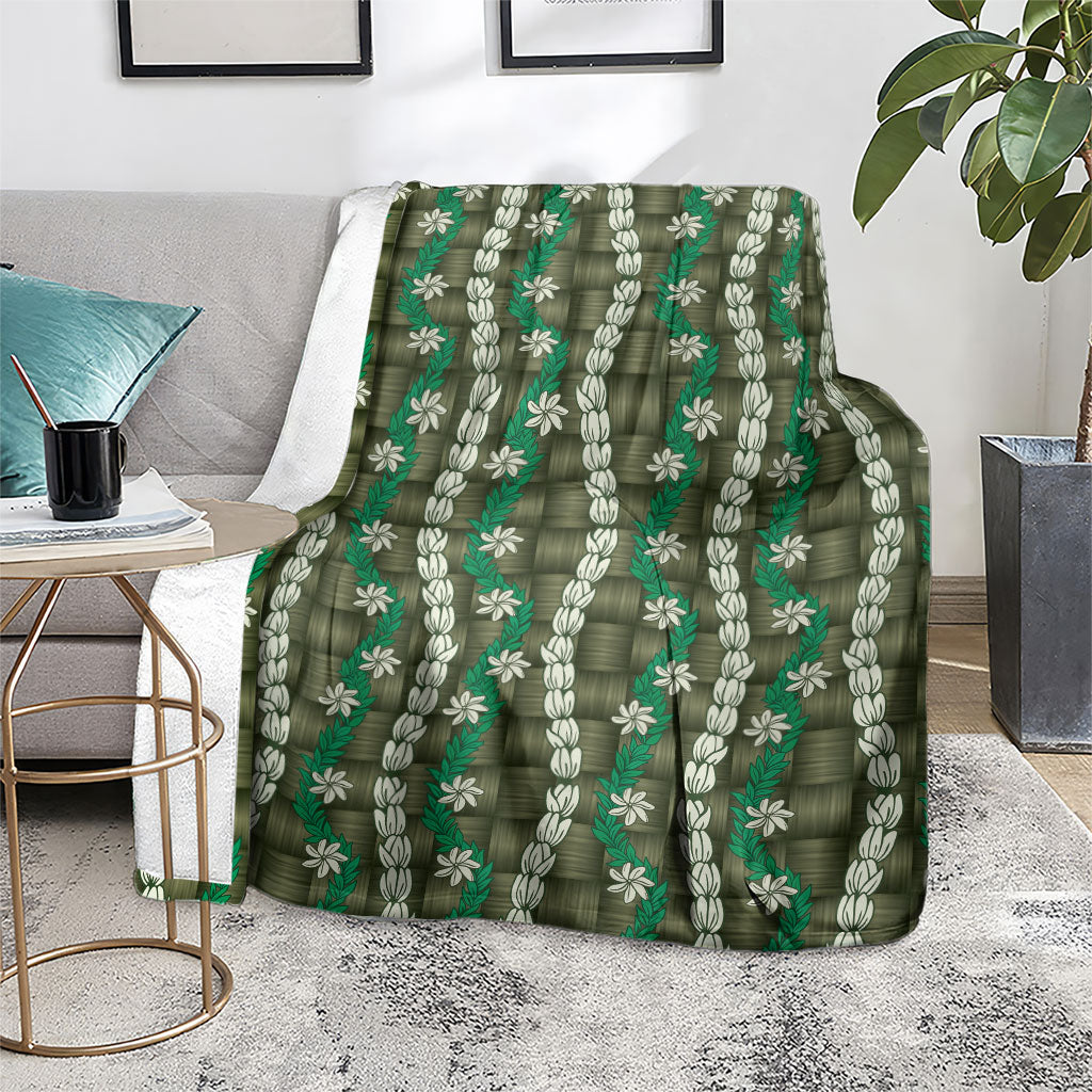 Pikake Maile Tiare Lei Blanket Omaomao Lauhala Pattern