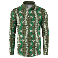Pikake Maile Tiare Lei Button Sweatshirt Omaomao Lauhala Pattern