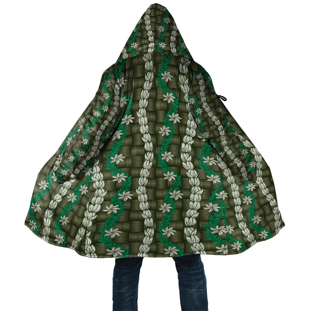 Pikake Maile Tiare Lei Cloak Omaomao Lauhala Pattern LT01 Unisex Green - Polynesian Pride