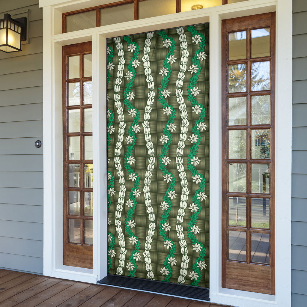 Pikake Maile Tiare Lei Door Cover Omaomao Lauhala Pattern