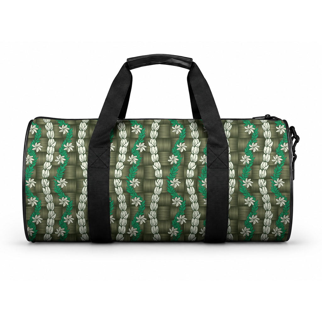 Pikake Maile Tiare Lei Duffle Bag Omaomao Lauhala Pattern LT01 One size Green - Polynesian Pride