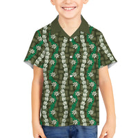 Pikake Maile Tiare Lei Family Matching Summer Maxi Dress and Hawaiian Shirt Omaomao Lauhala Pattern