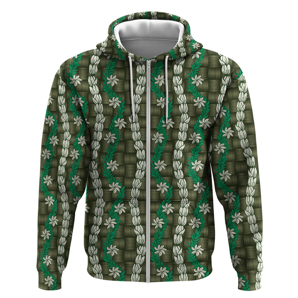 Pikake Maile Tiare Lei Hoodie Omaomao Lauhala Pattern