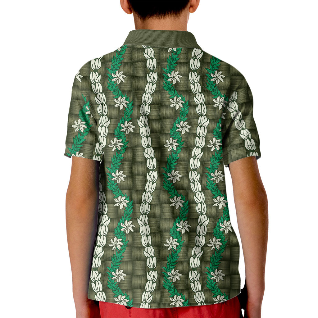Pikake Maile Tiare Lei Kid Polo Shirt Omaomao Lauhala Pattern