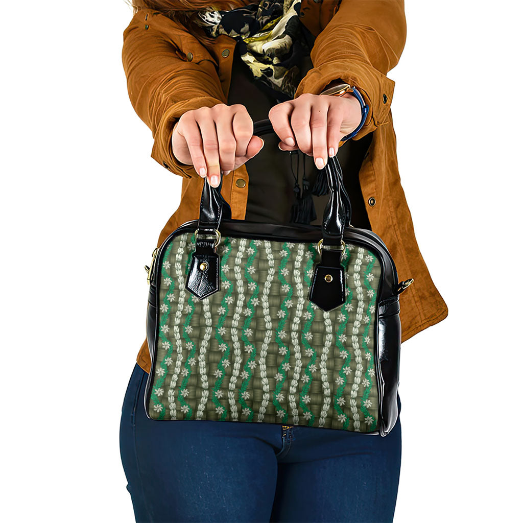 Pikake Maile Tiare Lei Shoulder Handbag Omaomao Lauhala Pattern