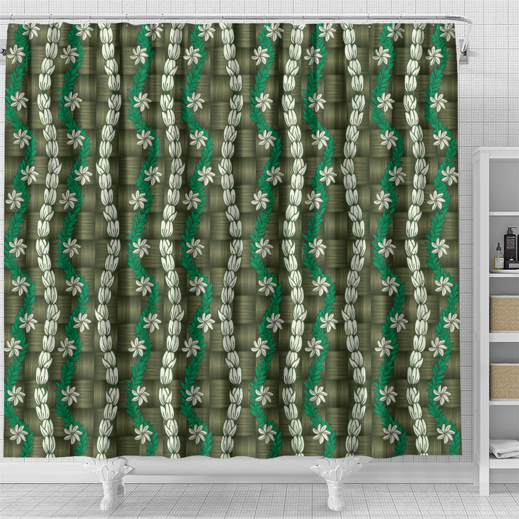 Pikake Maile Tiare Lei Shower Curtain Omaomao Lauhala Pattern