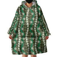 Pikake Maile Tiare Lei Wearable Blanket Hoodie Omaomao Lauhala Pattern