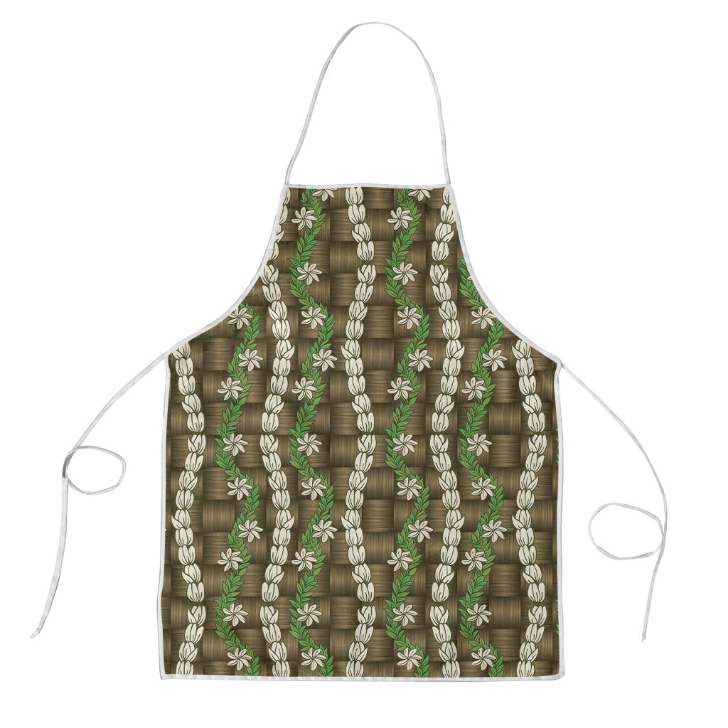 Pikake Maile Tiare Lei Apron Natural Lauhala Pattern LT01 Brown - Polynesian Pride