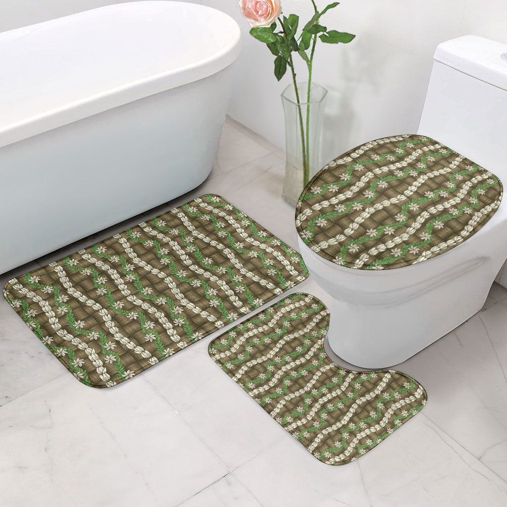 Pikake Maile Tiare Lei Bathroom Set Natural Lauhala Pattern