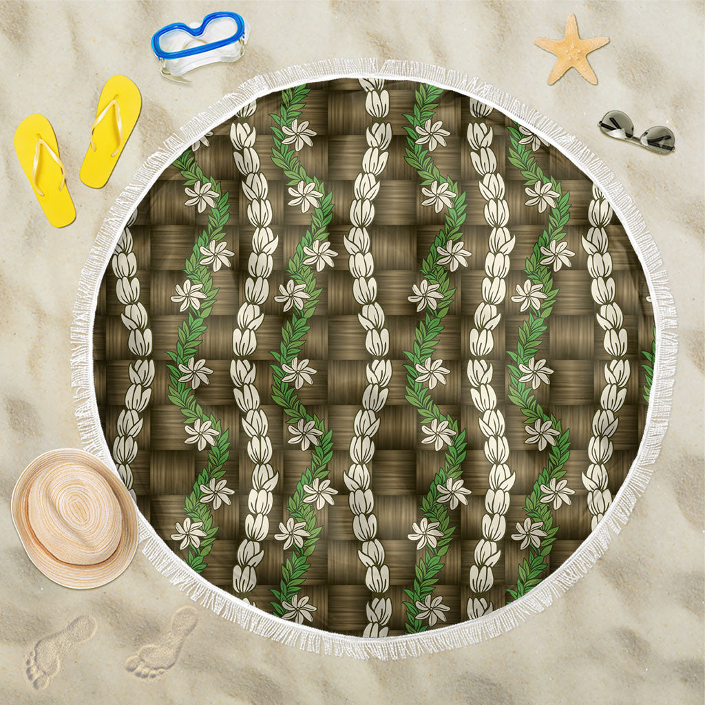 Pikake Maile Tiare Lei Beach Blanket Natural Lauhala Pattern LT01 One Size 150cm Brown - Polynesian Pride