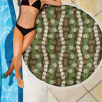 Pikake Maile Tiare Lei Beach Blanket Natural Lauhala Pattern