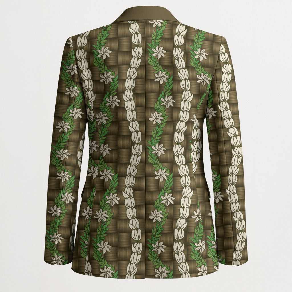 Pikake Maile Tiare Lei Blazer Natural Lauhala Pattern
