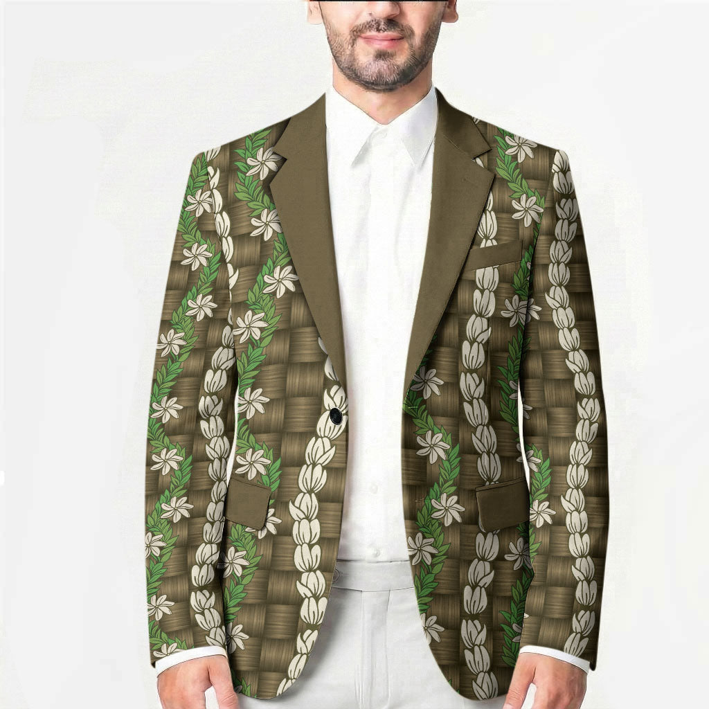 Pikake Maile Tiare Lei Blazer Natural Lauhala Pattern