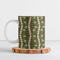 Pikake Maile Tiare Lei Ceramic Mug Natural Lauhala Pattern