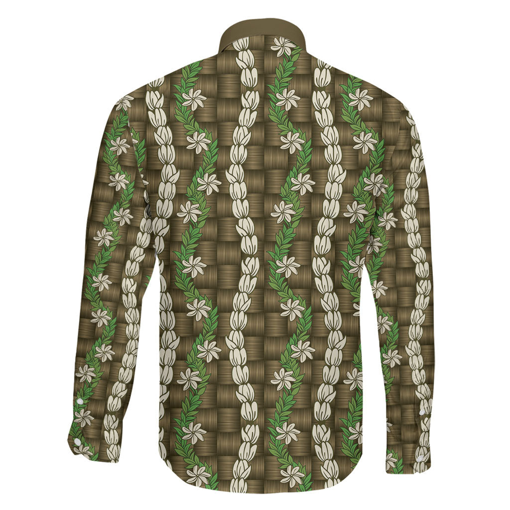Pikake Maile Tiare Lei Family Matching Mermaid Dress and Hawaiian Shirt Natural Lauhala Pattern