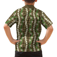 Pikake Maile Tiare Lei Family Matching Puletasi and Hawaiian Shirt Natural Lauhala Pattern