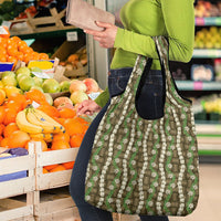 Pikake Maile Tiare Lei Grocery Bag Natural Lauhala Pattern