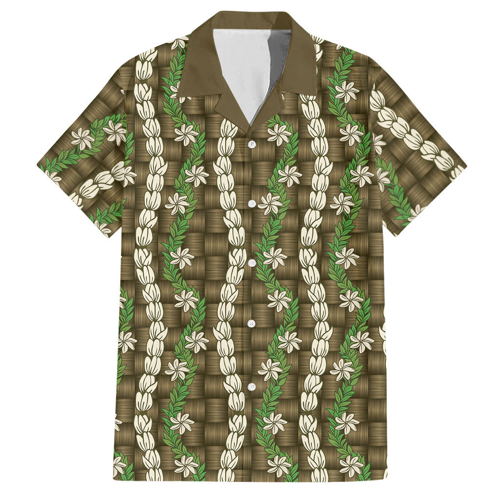 Pikake Maile Tiare Lei Hawaiian Shirt Natural Lauhala Pattern