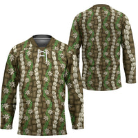Pikake Maile Tiare Lei Hockey Jersey Natural Lauhala Pattern
