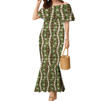 Pikake Maile Tiare Lei Mermaid Dress Natural Lauhala Pattern