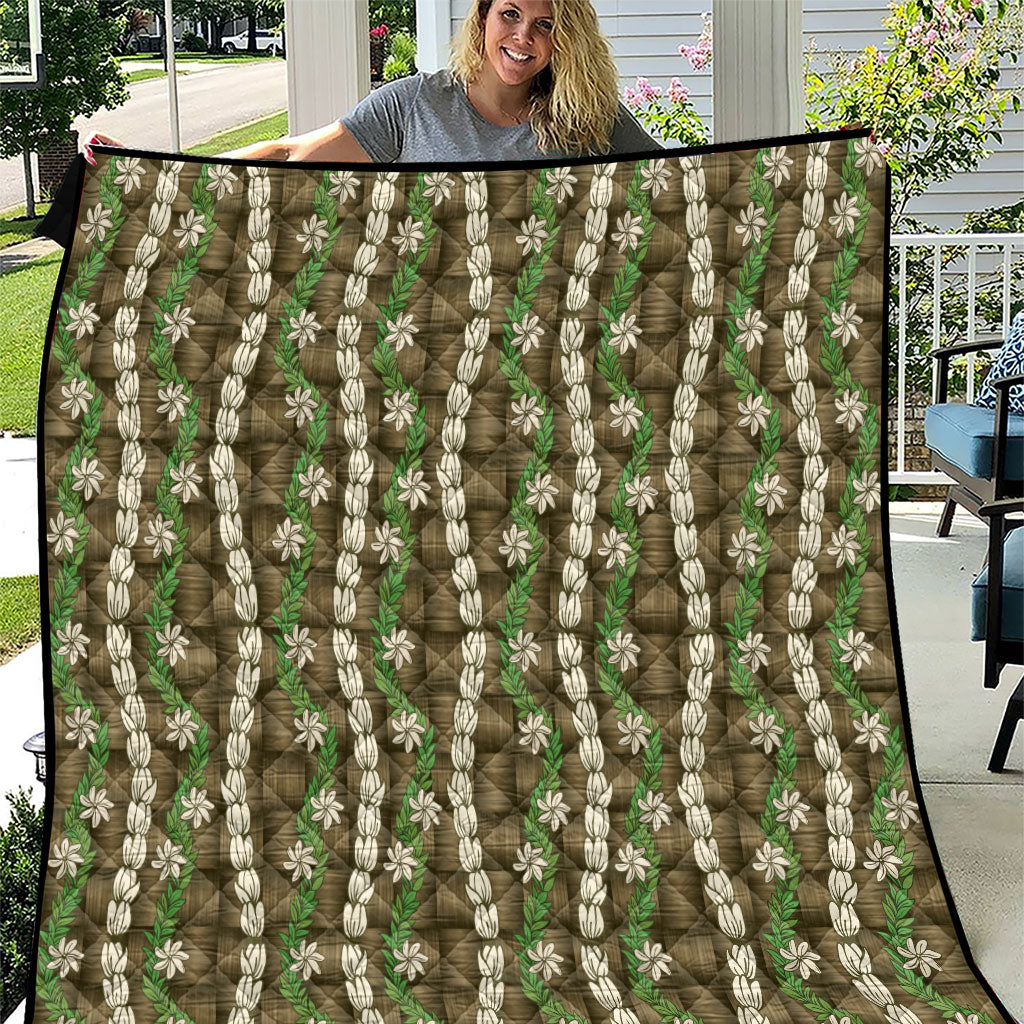 Pikake Maile Tiare Lei Quilt Natural Lauhala Pattern LT01 Brown - Polynesian Pride