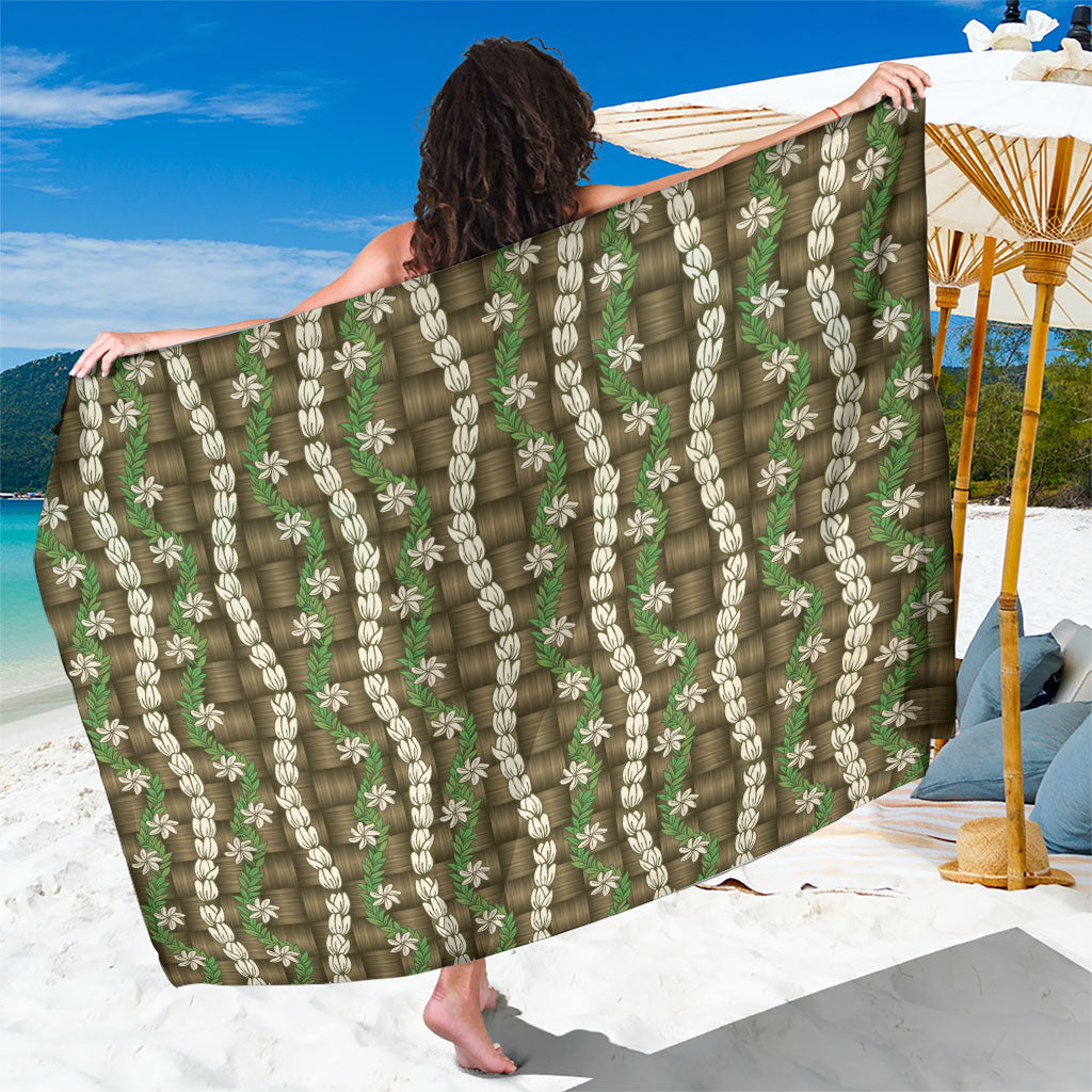 Pikake Maile Tiare Lei Sarong Natural Lauhala Pattern LT01 One Size 44 x 66 inches Brown - Polynesian Pride