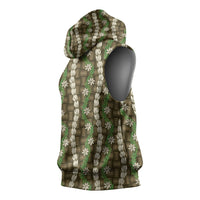 Pikake Maile Tiare Lei Sleeveless Hoodie Natural Lauhala Pattern LT01 - Polynesian Pride