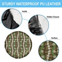 Pikake Maile Tiare Lei Spare Tire Cover Natural Lauhala Pattern
