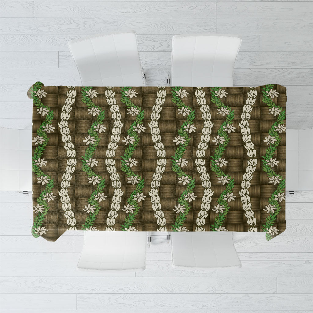 Pikake Maile Tiare Lei Tablecloth Natural Lauhala Pattern LT01 Brown - Polynesian Pride