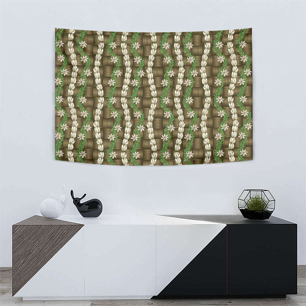 Pikake Maile Tiare Lei Tapestry Natural Lauhala Pattern